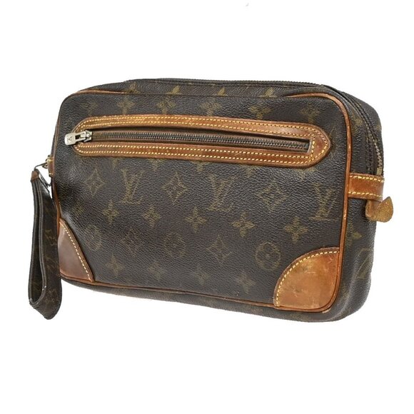 LOUIS VUITTON Marly Dragonne GM Clutch Hand Bag Monogram Brown - Picture 1 of 16